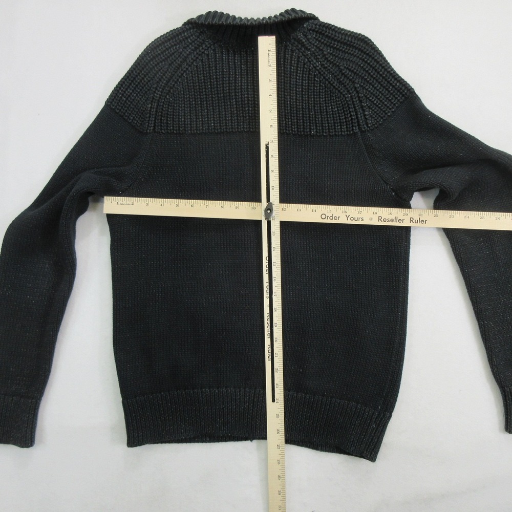 Banana Republic Men Sweater L Cardigan Black Button Front Ribbed Knit Collar - Picture 7 of 10